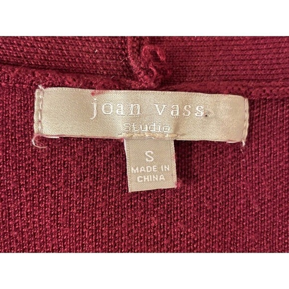 Joan Vass Duster Maxi Cardigan Sweater Open Front Pockets Duster Small Maroon - Picture 8 of 10